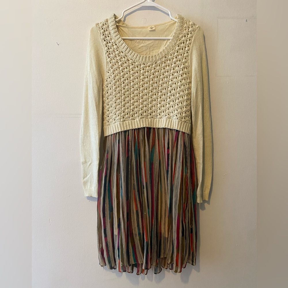 Anthropologie Mixed Material Sweater Dress